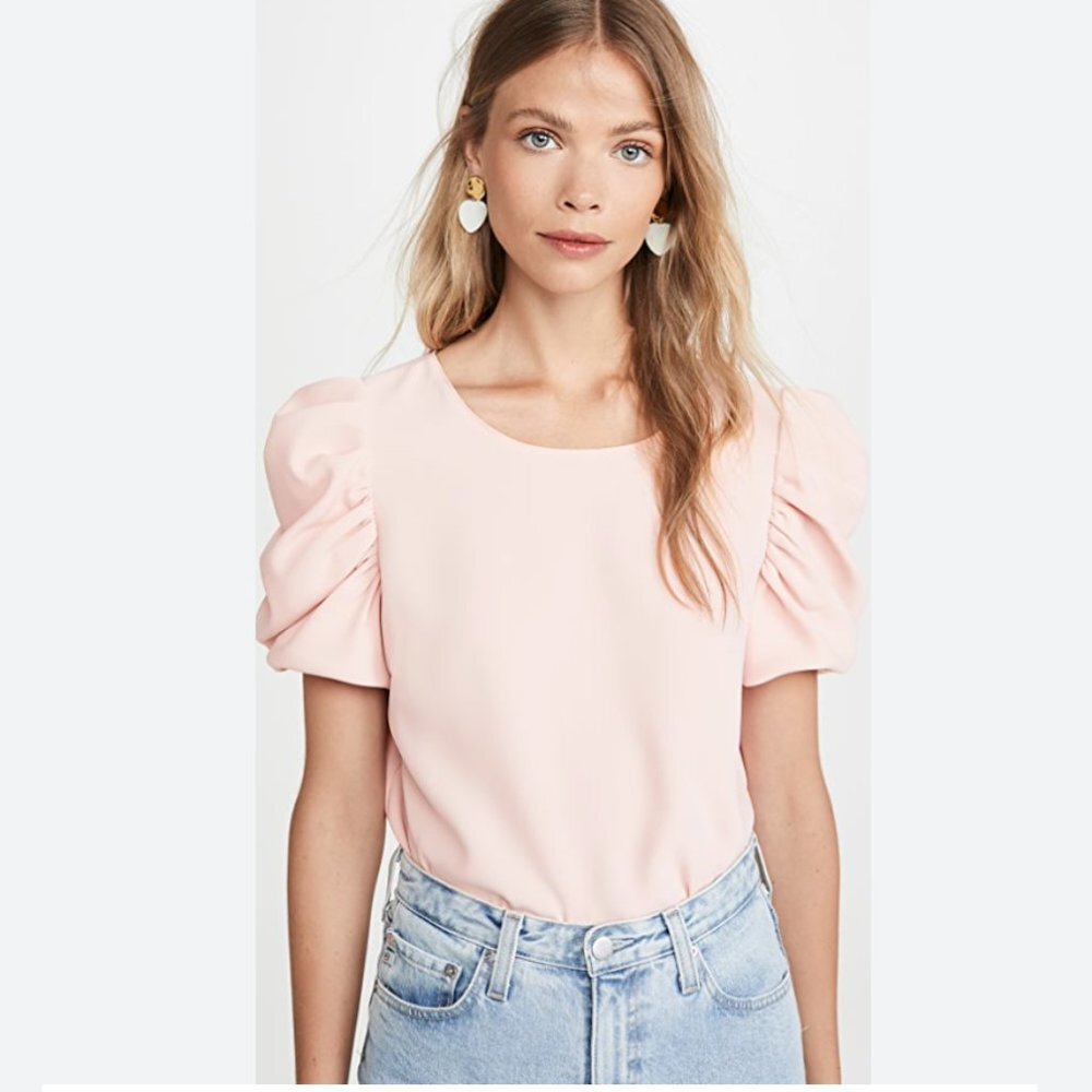 AMANDA UPRICHARD blouse short sleeve Merris Top in Blush‎